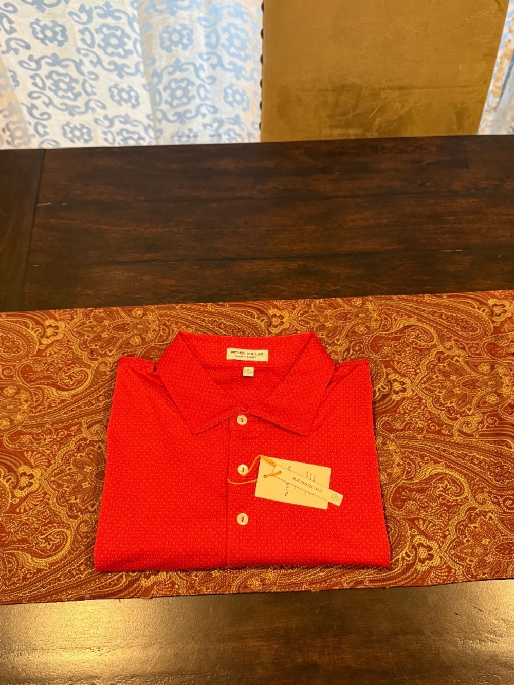 Peter Millar Men's Large Orange 6 Tesseract Performance Jersey Polo MSRP $145